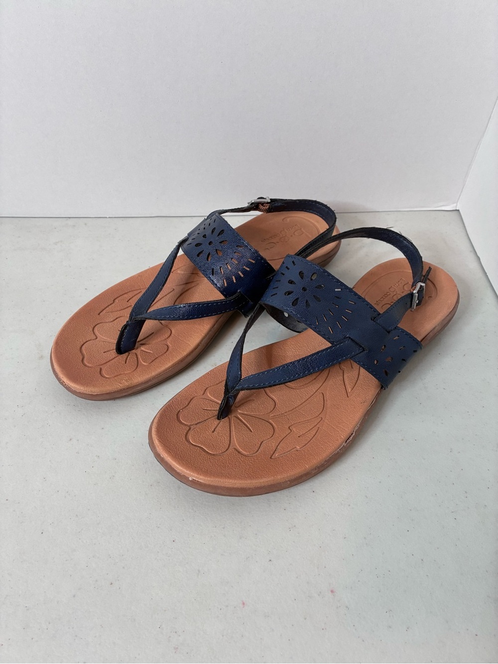 BOC Born Concept Navy Blue Leather Slingback Sandals Women’s 8M Comfort